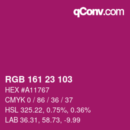 颜色代码: RGB 161 23 103 | qconv.com