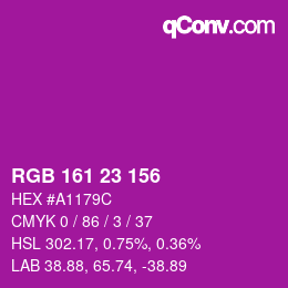 颜色代码: RGB 161 23 156 | qconv.com
