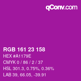 颜色代码: RGB 161 23 158 | qconv.com