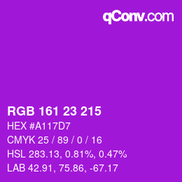 Color code: RGB 161 23 215 | qconv.com