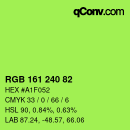 Color code: RGB 161 240 82 | qconv.com
