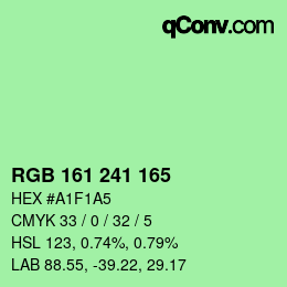Color code: RGB 161 241 165 | qconv.com