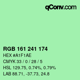 カラーコード: RGB 161 241 174 | qconv.com