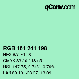 Color code: RGB 161 241 198 | qconv.com