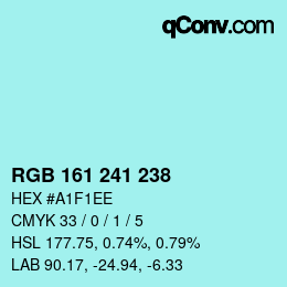 Color code: RGB 161 241 238 | qconv.com