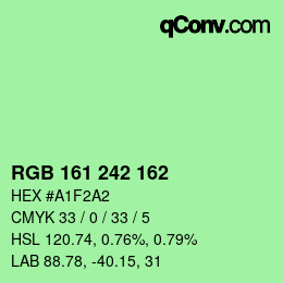 颜色代码: RGB 161 242 162 | qconv.com