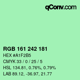 カラーコード: RGB 161 242 181 | qconv.com