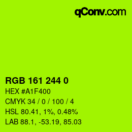 カラーコード: RGB 161 244 0 | qconv.com