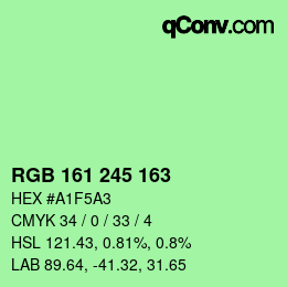 Código de color: RGB 161 245 163 | qconv.com