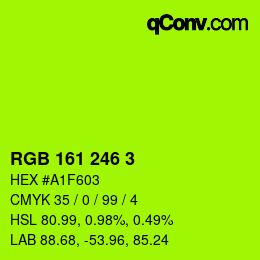 カラーコード: RGB 161 246 3 | qconv.com