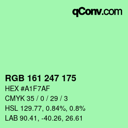 颜色代码: RGB 161 247 175 | qconv.com