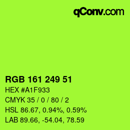 颜色代码: RGB 161 249 51 | qconv.com