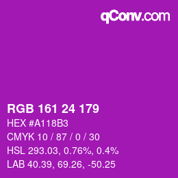 Color code: RGB 161 24 179 | qconv.com
