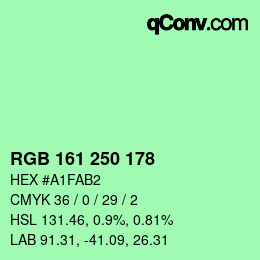 カラーコード: RGB 161 250 178 | qconv.com