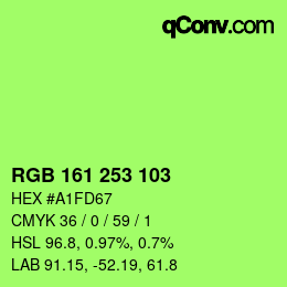 カラーコード: RGB 161 253 103 | qconv.com