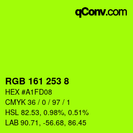 Color code: RGB 161 253 8 | qconv.com
