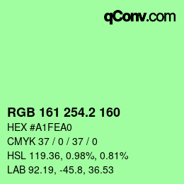 カラーコード: RGB 161 254.2 160 | qconv.com