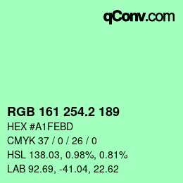 カラーコード: RGB 161 254.2 189 | qconv.com