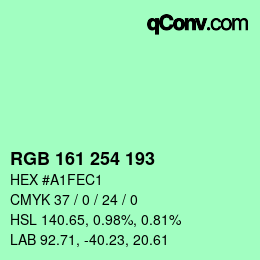 Color code: RGB 161 254 193 | qconv.com