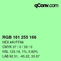 颜色代码: RGB 161 255 166 | qconv.com