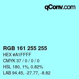 Color code: RGB 161 255 255 | qconv.com