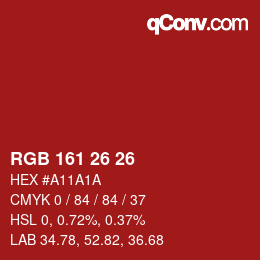 颜色代码: RGB 161 26 26 | qconv.com