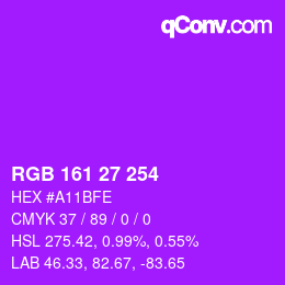 颜色代码: RGB 161 27 254 | qconv.com