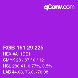 カラーコード: RGB 161 29 225 | qconv.com