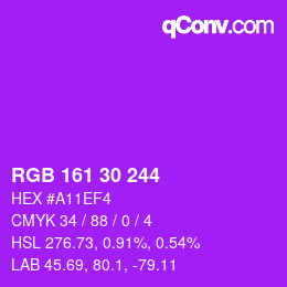 Color code: RGB 161 30 244 | qconv.com
