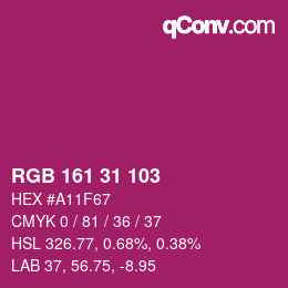 Color code: RGB 161 31 103 | qconv.com