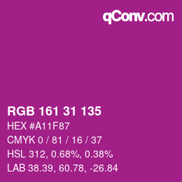 Color code: RGB 161 31 135 | qconv.com