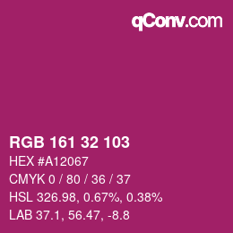 Color code: RGB 161 32 103 | qconv.com