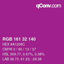 カラーコード: RGB 161 32 140 | qconv.com