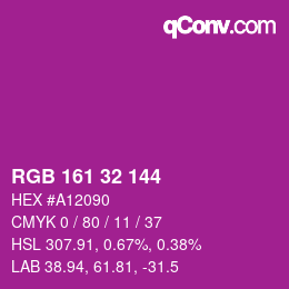 カラーコード: RGB 161 32 144 | qconv.com