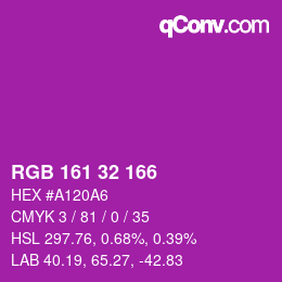 Color code: RGB 161 32 166 | qconv.com