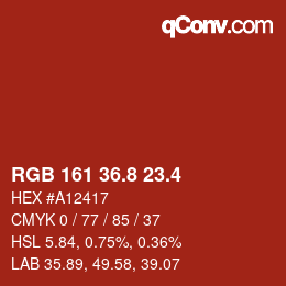 カラーコード: RGB 161 36.8 23.4 | qconv.com