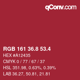 カラーコード: RGB 161 36.8 53.4 | qconv.com