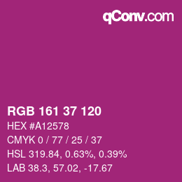 カラーコード: RGB 161 37 120 | qconv.com