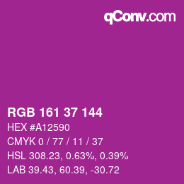 カラーコード: RGB 161 37 144 | qconv.com