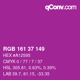 カラーコード: RGB 161 37 149 | qconv.com