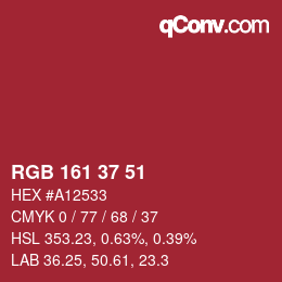 カラーコード: RGB 161 37 51 | qconv.com