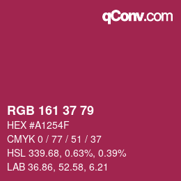 カラーコード: RGB 161 37 79 | qconv.com