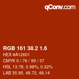 カラーコード: RGB 161 38.2 1.6 | qconv.com