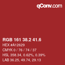 カラーコード: RGB 161 38.2 41.6 | qconv.com