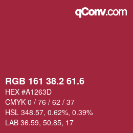 カラーコード: RGB 161 38.2 61.6 | qconv.com