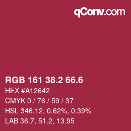 カラーコード: RGB 161 38.2 66.6 | qconv.com