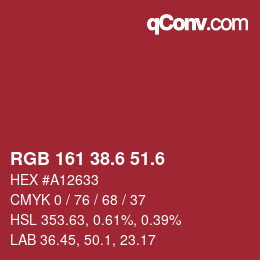 カラーコード: RGB 161 38.6 51.6 | qconv.com