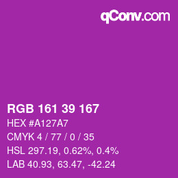 Color code: RGB 161 39 167 | qconv.com