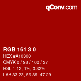 Color code: RGB 161 3 0 | qconv.com