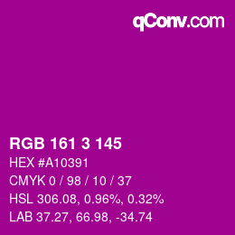 Farbcode: RGB 161 3 145 | qconv.com